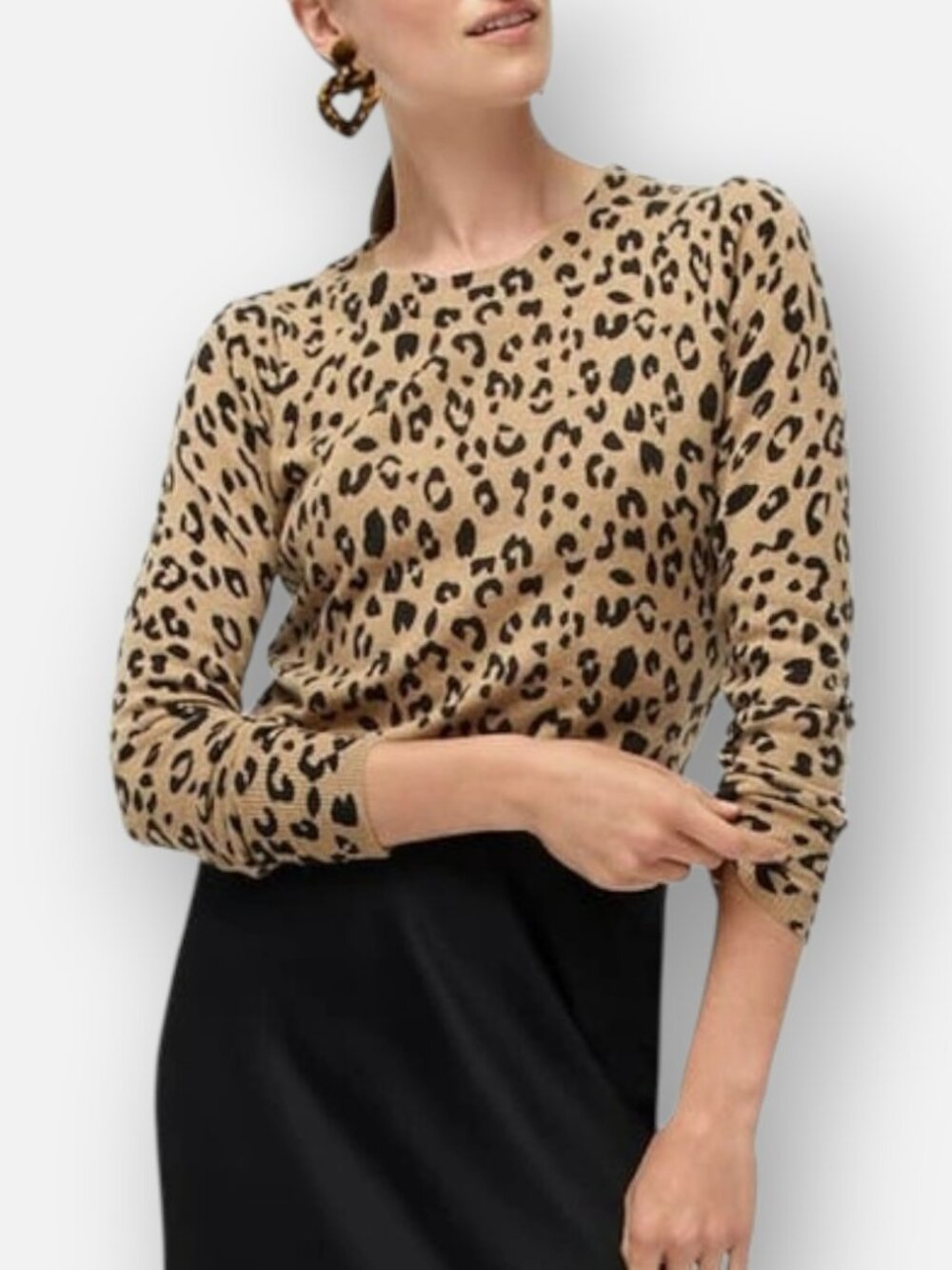 J.Crew Leopard Print Cashmere Sweater Sz S Lightweight Crewneck